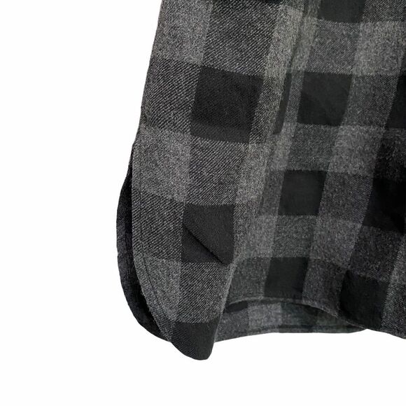Nest Robe Wool cotton gingham plaid Button Front Black gray Gingham medium - Picture 4 of 11